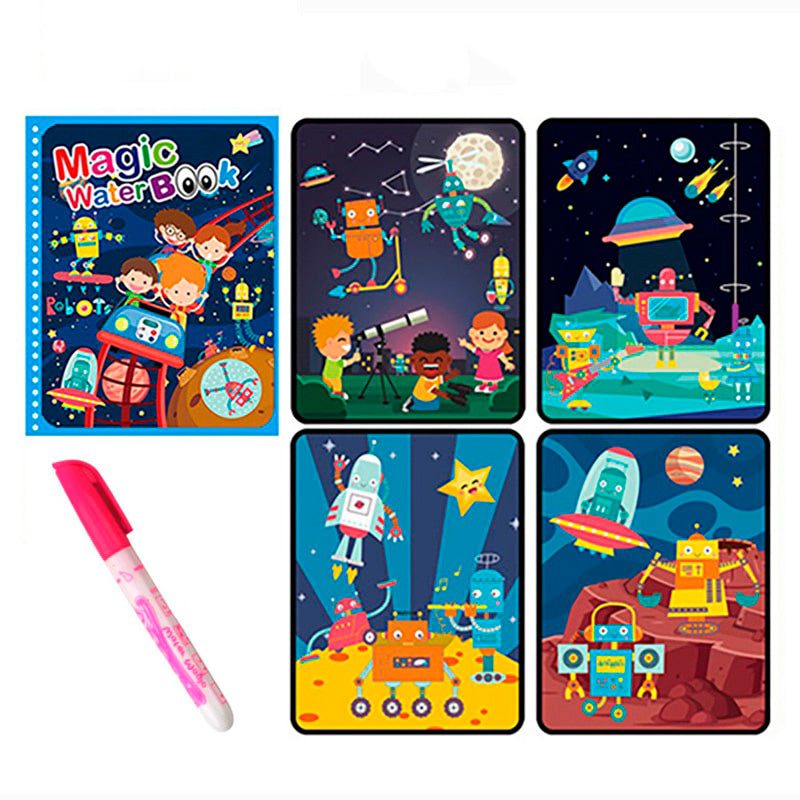 Livro mágico para pintura com água - reutilizável, educativo e divertido