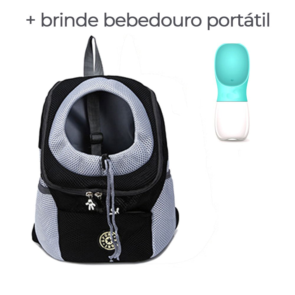 Mochila para carregar pet respirável e resistente - com brinde
