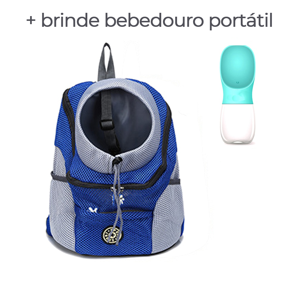 Mochila para carregar pet respirável e resistente - com brinde