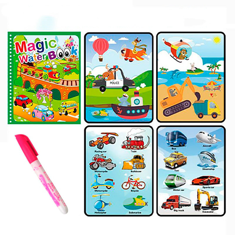 Livro mágico para pintura com água - reutilizável, educativo e divertido